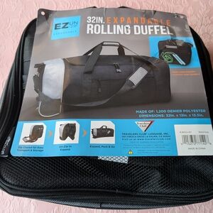Expandable Black Rolling Duffel Bag